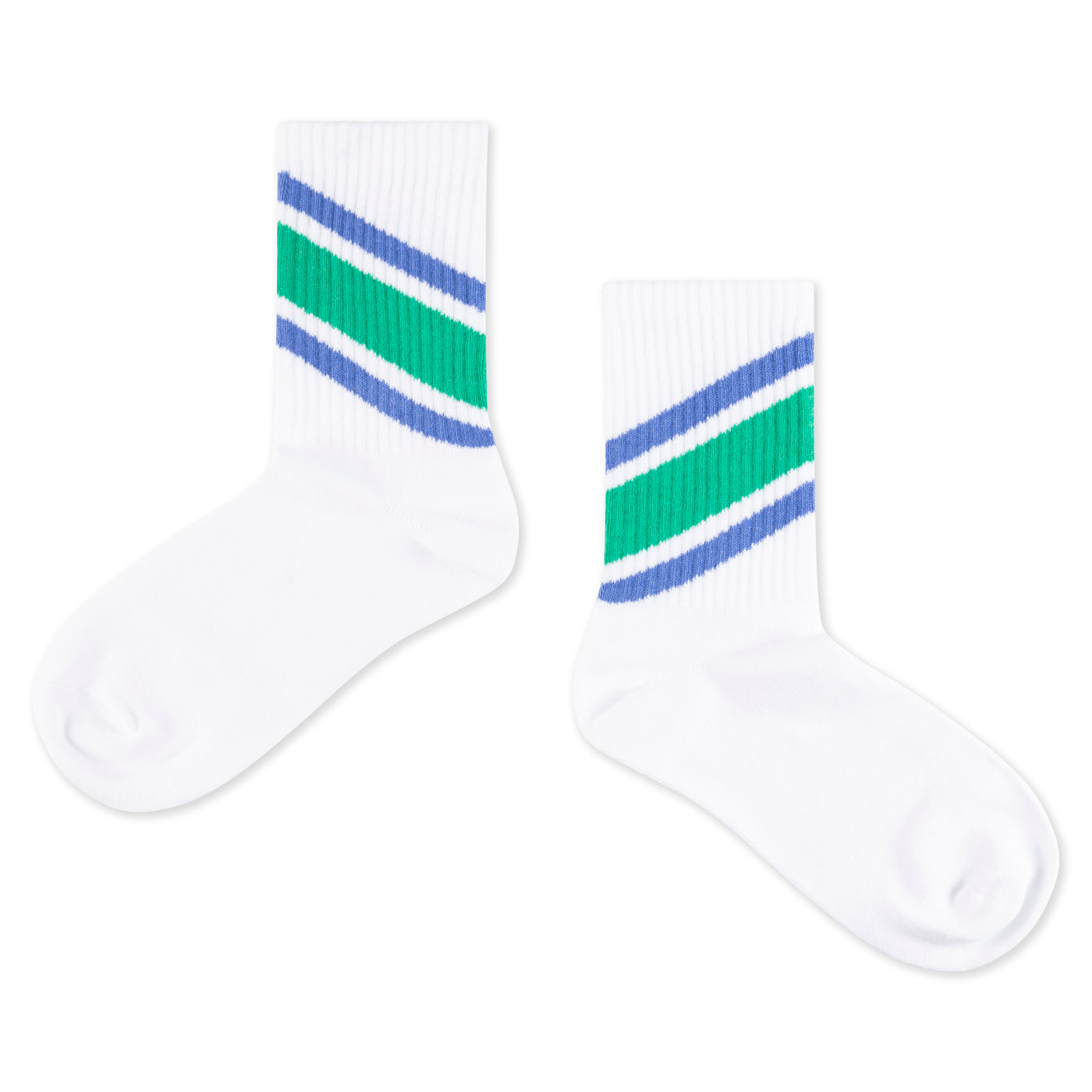 sporty socks - white green ultramarine stripe