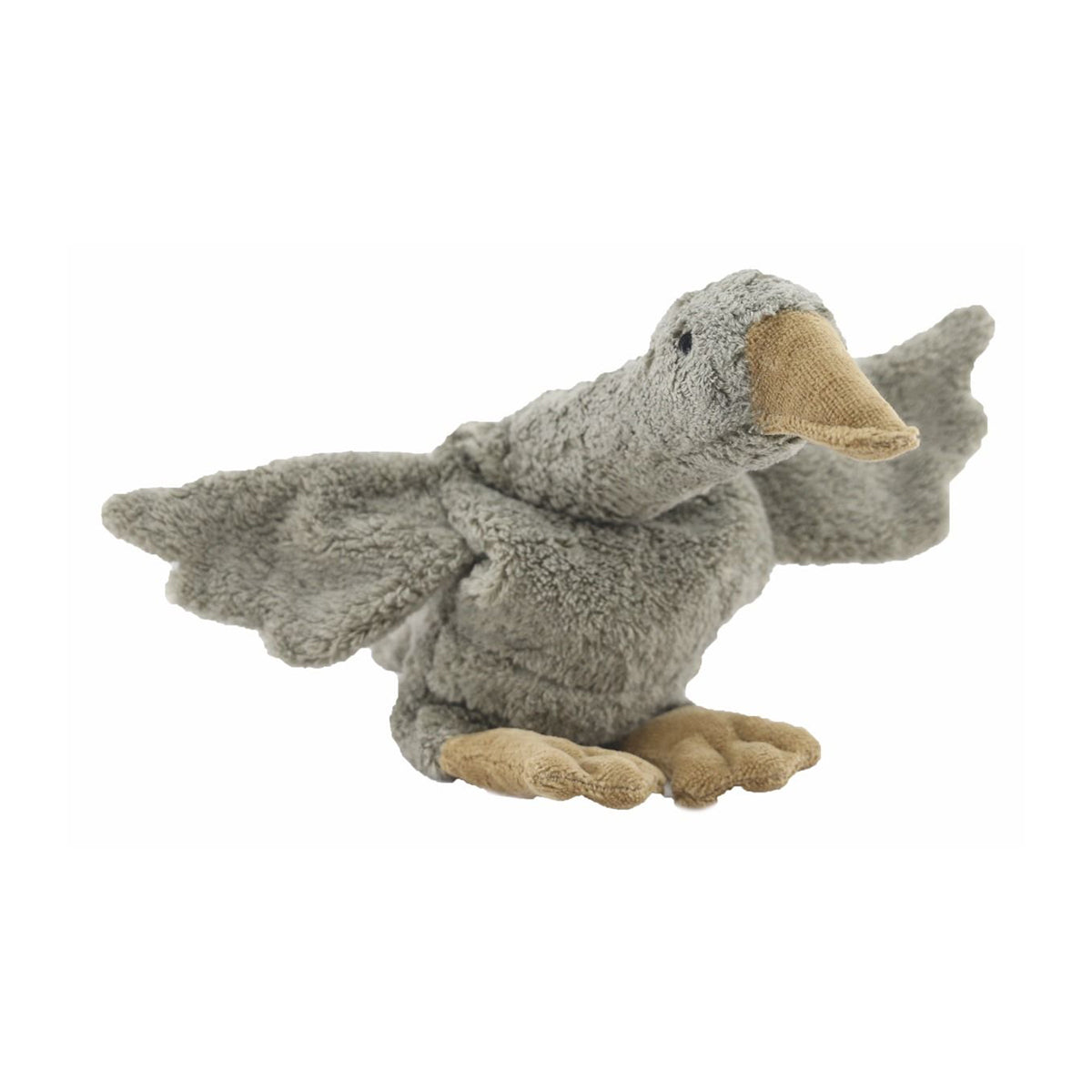 Senger Naturwelt small grey goose made from organic cotton with a cherry stone-filled belly, offering warm or cool relief, handmade and eco-friendly, crafted in Germany