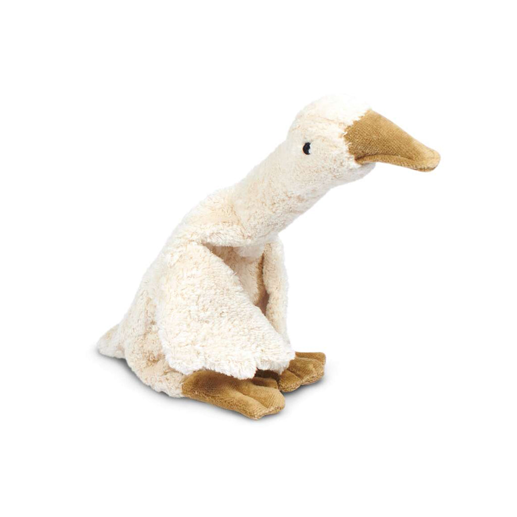 Senger Naturwelt small white goose with removable cherry stone pillow, eco-friendly organic cotton plush toy, handmade in Germany