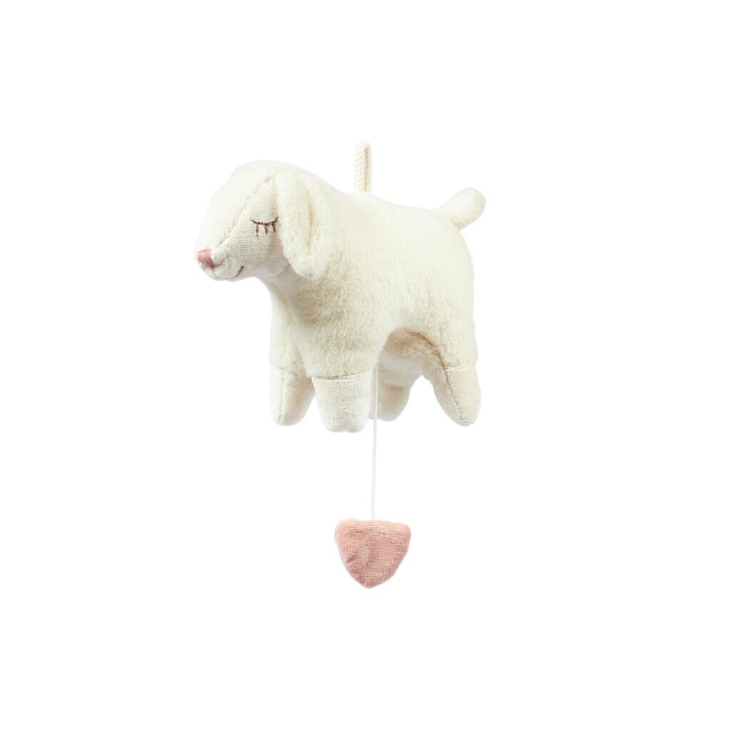 Organic cotton music box sheep by senger naturwelt playing Brahms' Guten Abend, gute Nacht lullaby