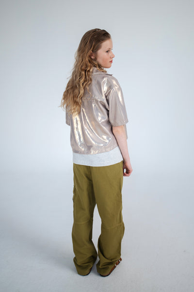 cropped shirt - shimmers of gold