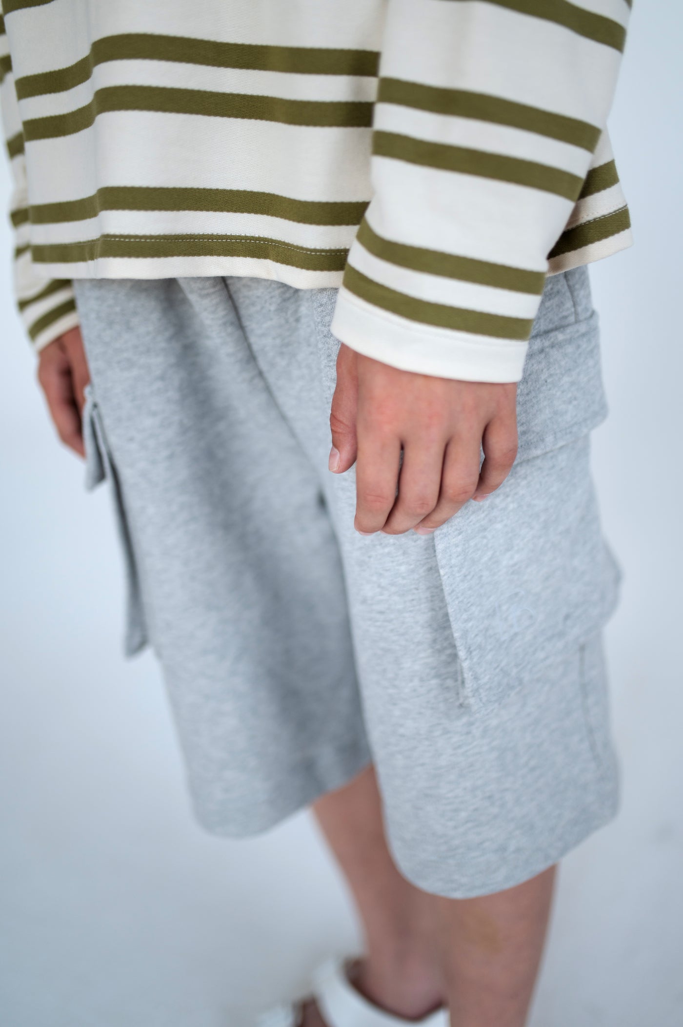 oversized boxy sweater - green moss stripe