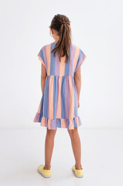 simple dress - tricolor block stripe