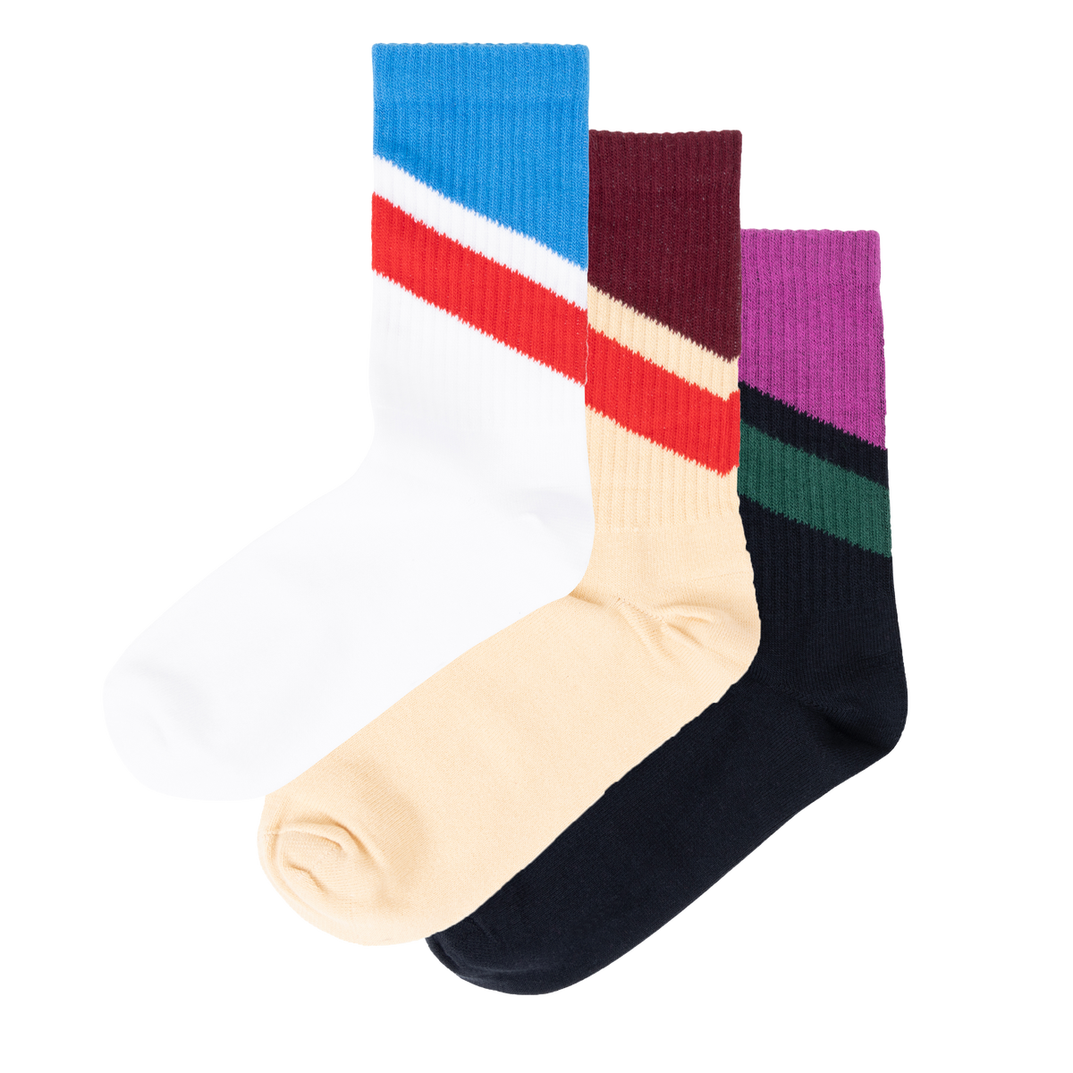 3 pack sporty socks - diagonal stripe