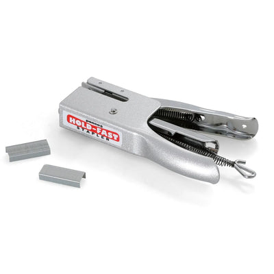 Compact Penco Silver Stapler, compatible with No. 10 staples, featuring a sleek, industrial design with comfortable grip handle, perfect for a nostalgic touch to any workspace