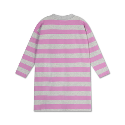 oversized boxy sweat dress - orchid light mixed grey block stripe