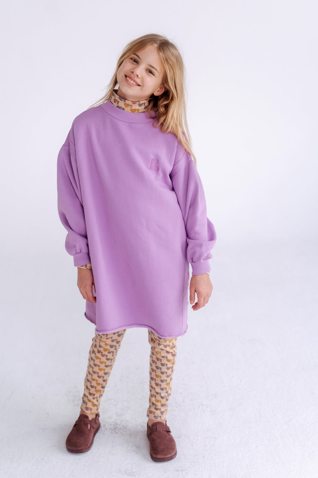 heart sweat dress - violet lilac