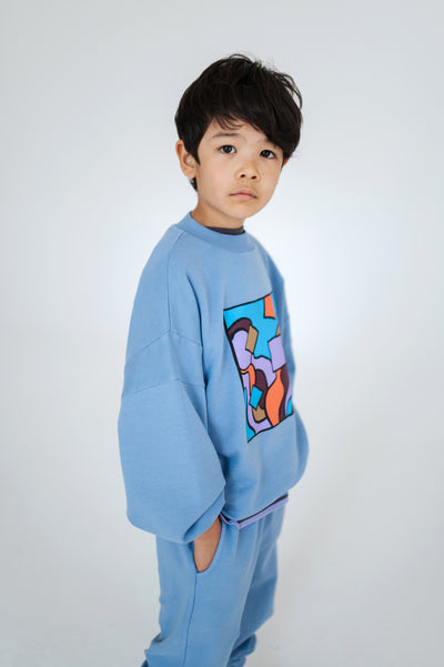 crewneck sweater - silver lavender blue