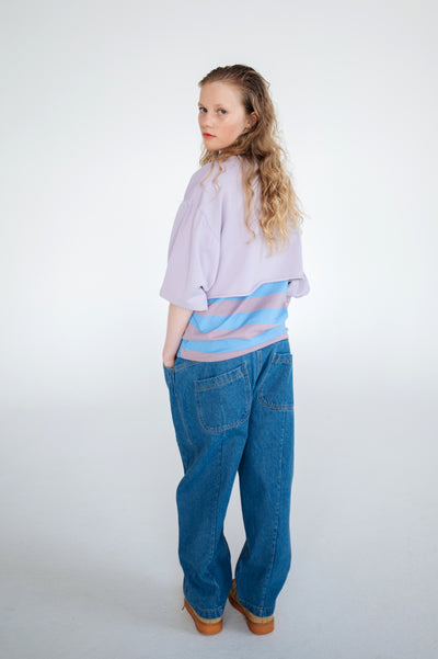 tee top - summer blue elderberry stripe