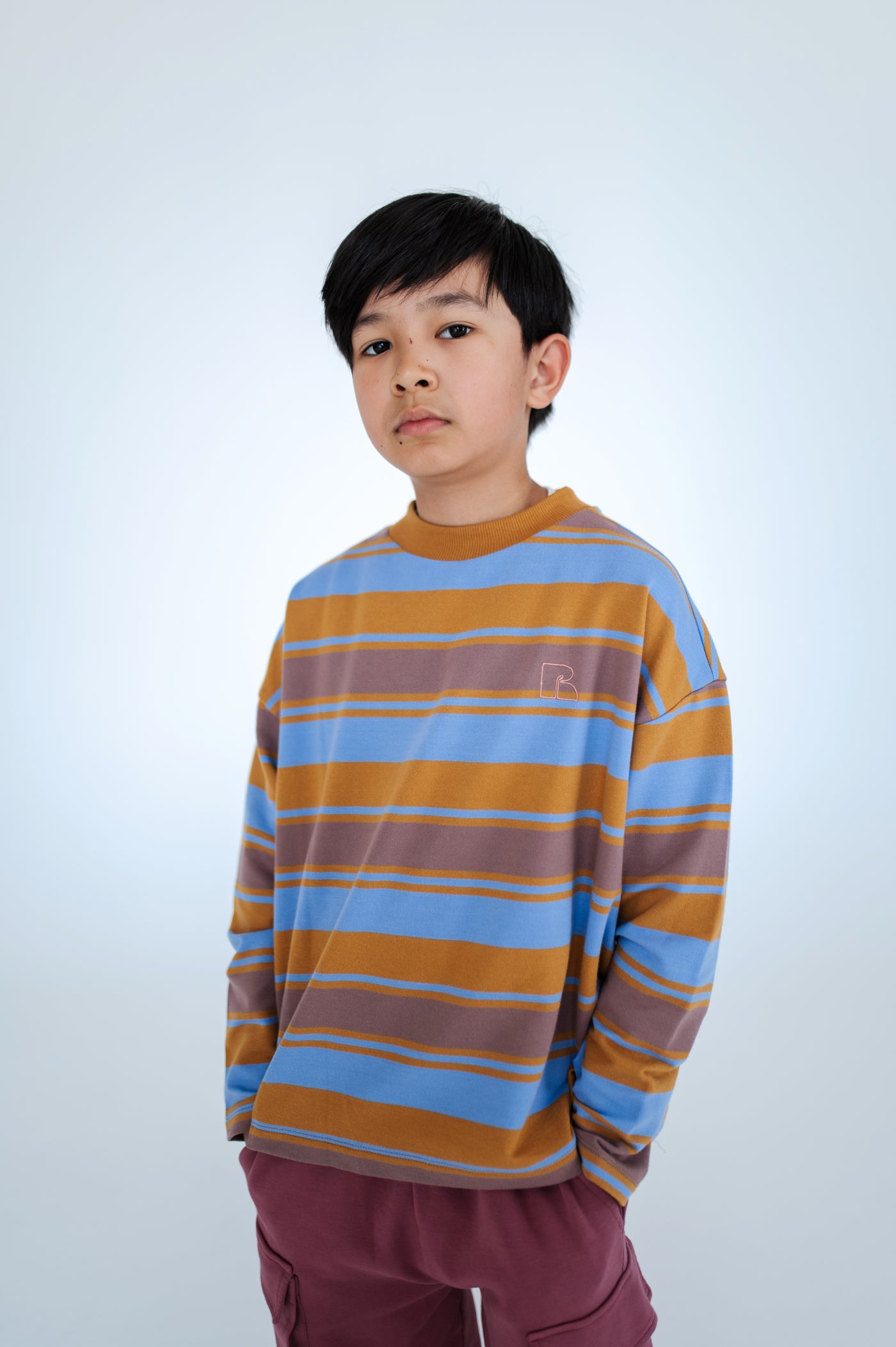 oversized boxy sweater - multi blue powder stripe