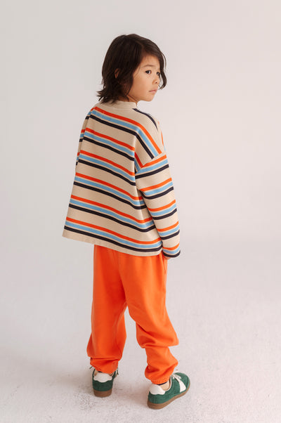 oversized boxy sweater - multi creme brulee stripe