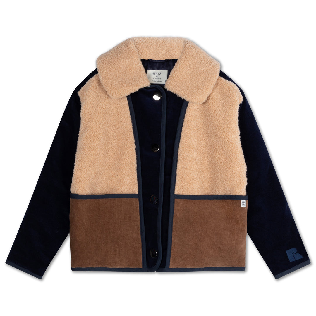 teddy jacket color block