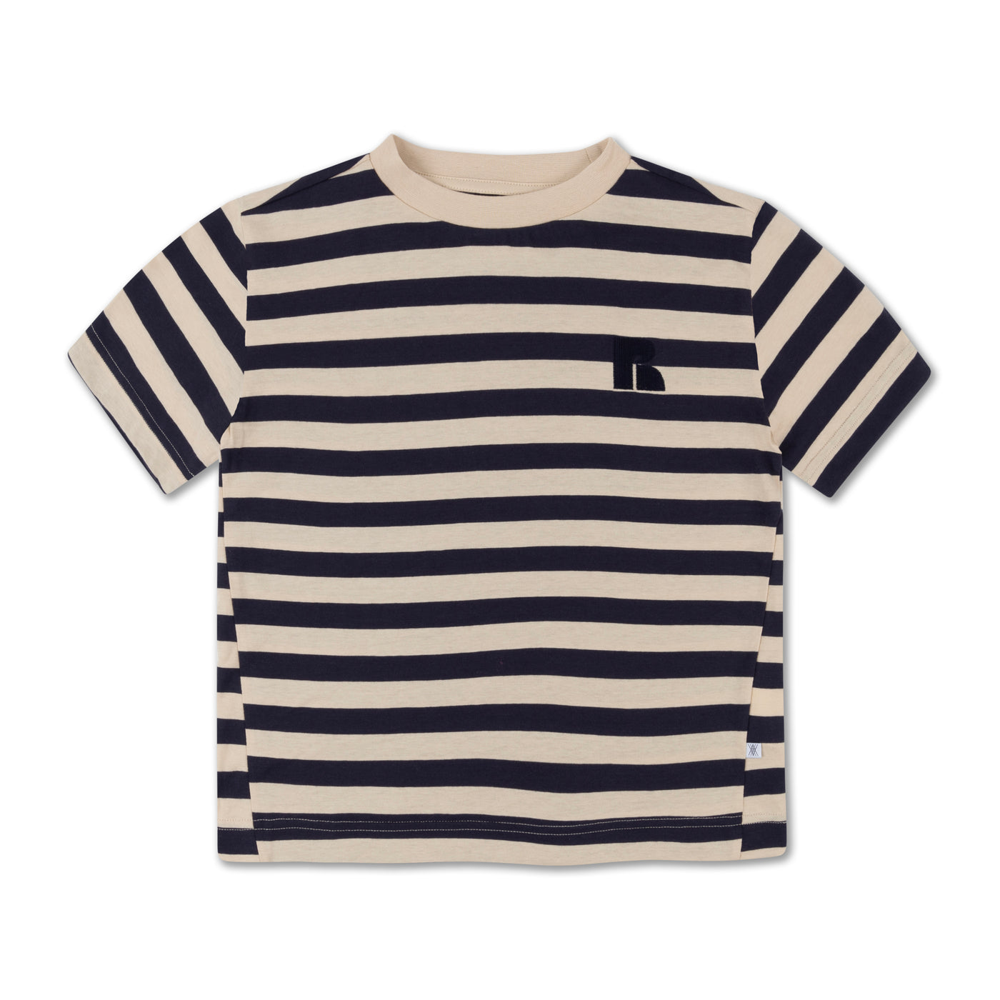 tee shirt - dark blue fine stripe