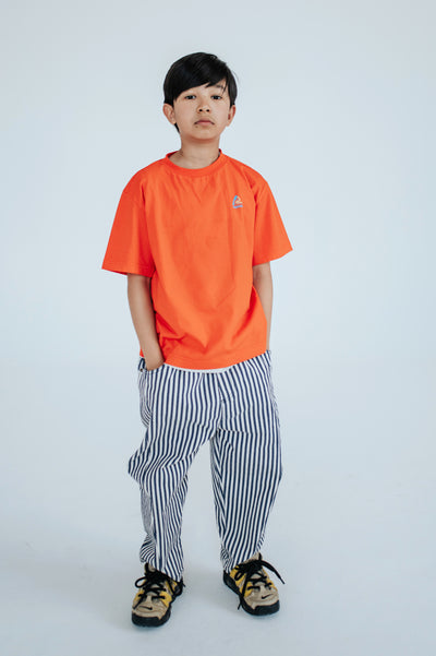 wide pant - navy eggshell stripe