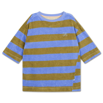 tee sweat - moss wedgewood block stripe