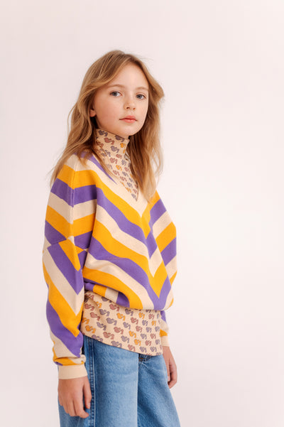 knit slouchy sweater - diagonal stripe