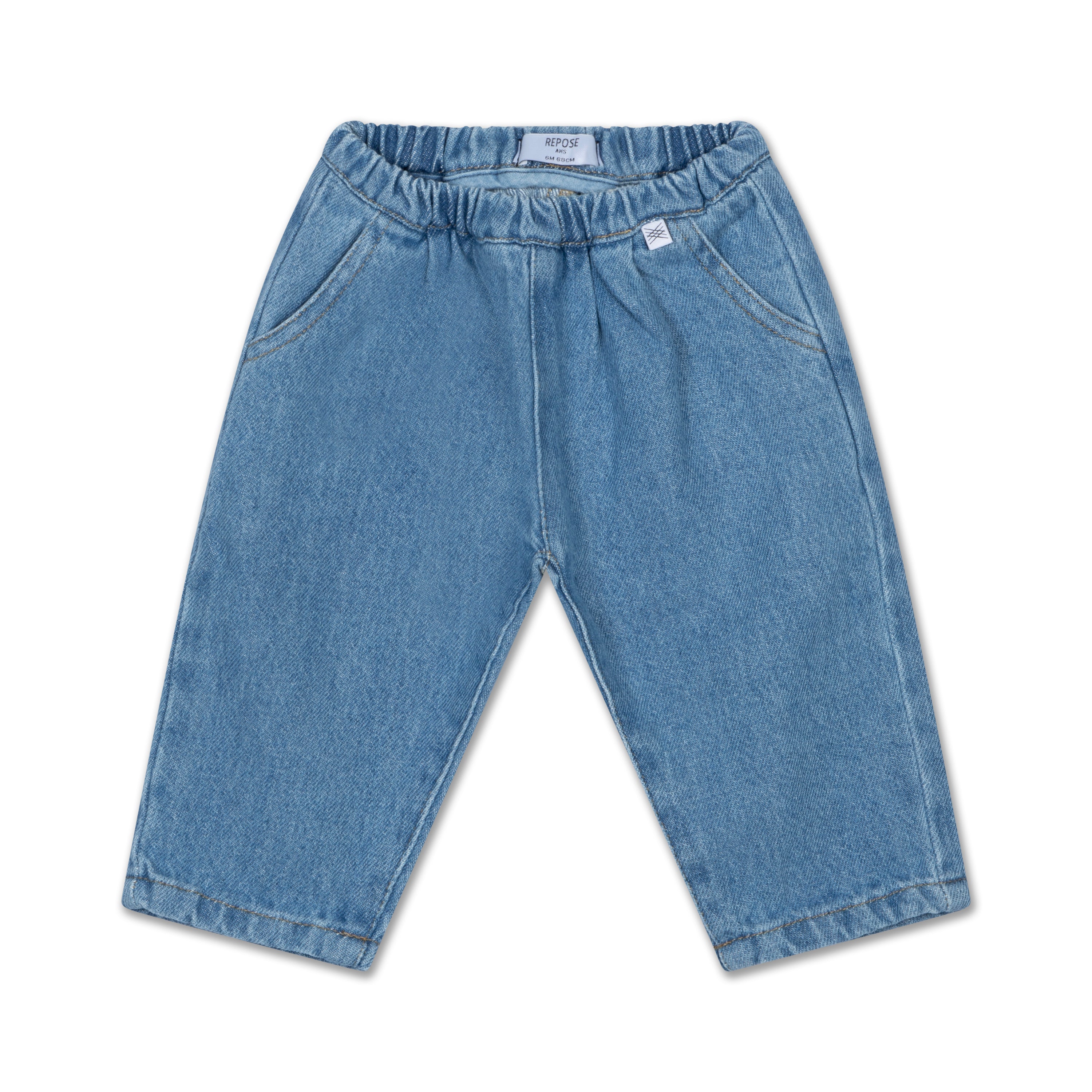 woven denim pants - mid blue