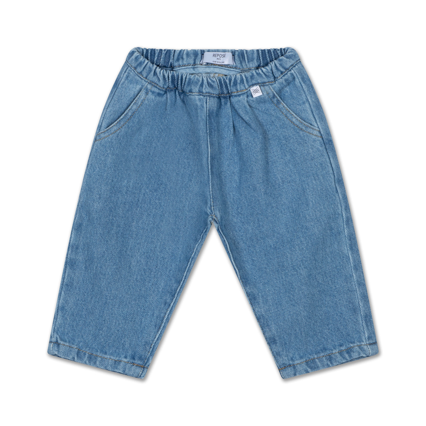 woven denim pants - mid blue