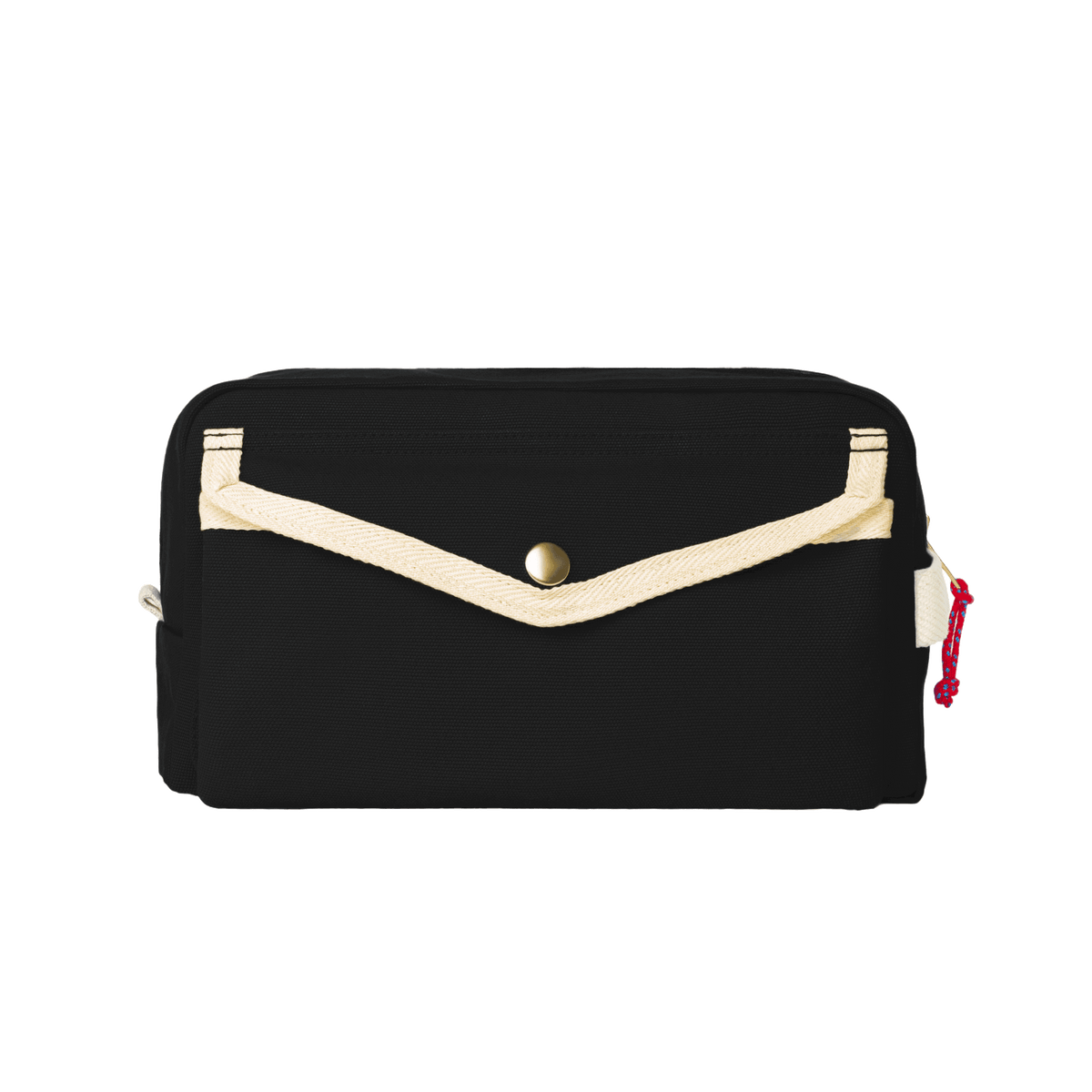 YKRA Dopp Pack toiletry bag made from durable cotton canvas, featuring outer pockets and a carrying handle.