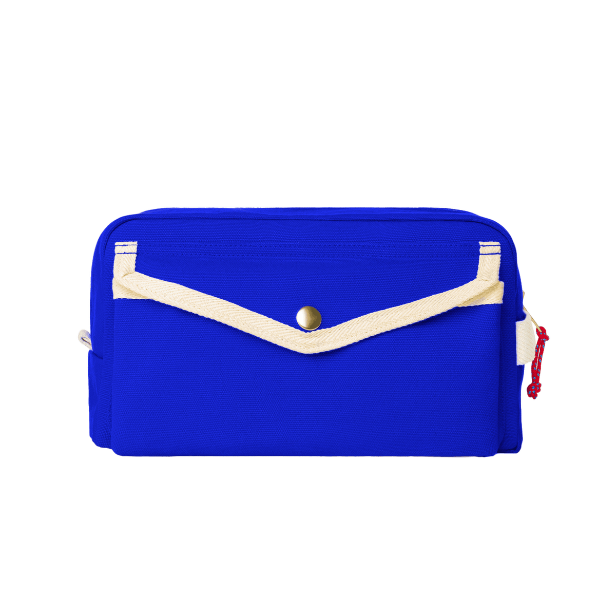 YKRA Dopp Pack toiletry bag made from durable cotton canvas, featuring outer pockets and a carrying handle.