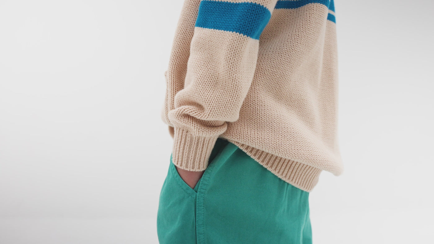 knit grandpa cardigan - sand stripe