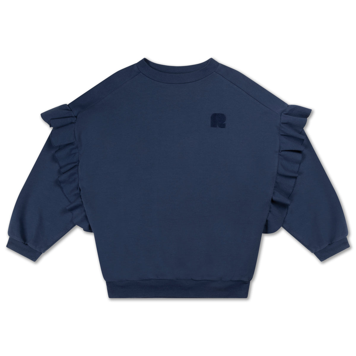 Rüschenpullover Blau Tiefe