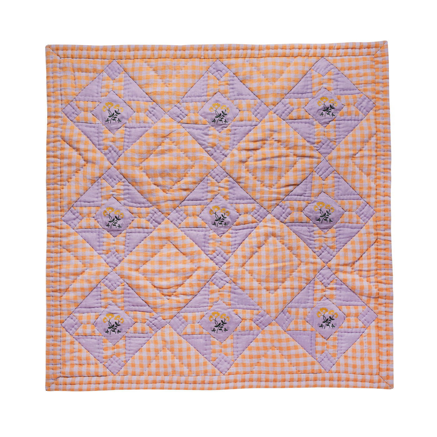 Projekti TYYNY Leinikki gingham patchwork quilt baby apricot