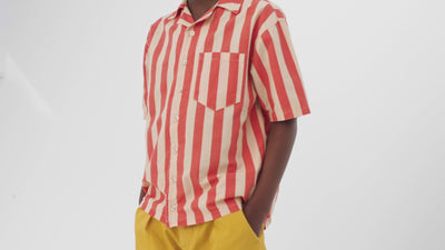 boxy shirt - tangerine block stripe