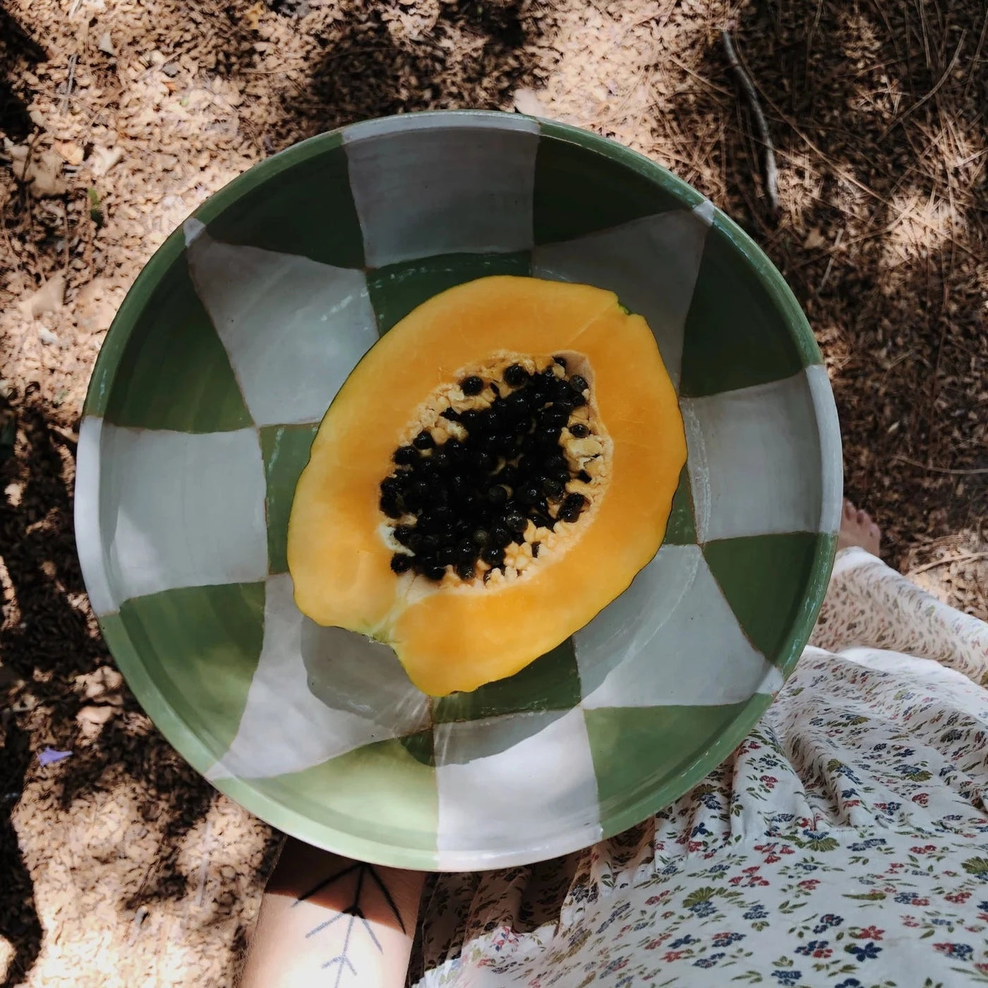 Eloeil Checkered bowl large green