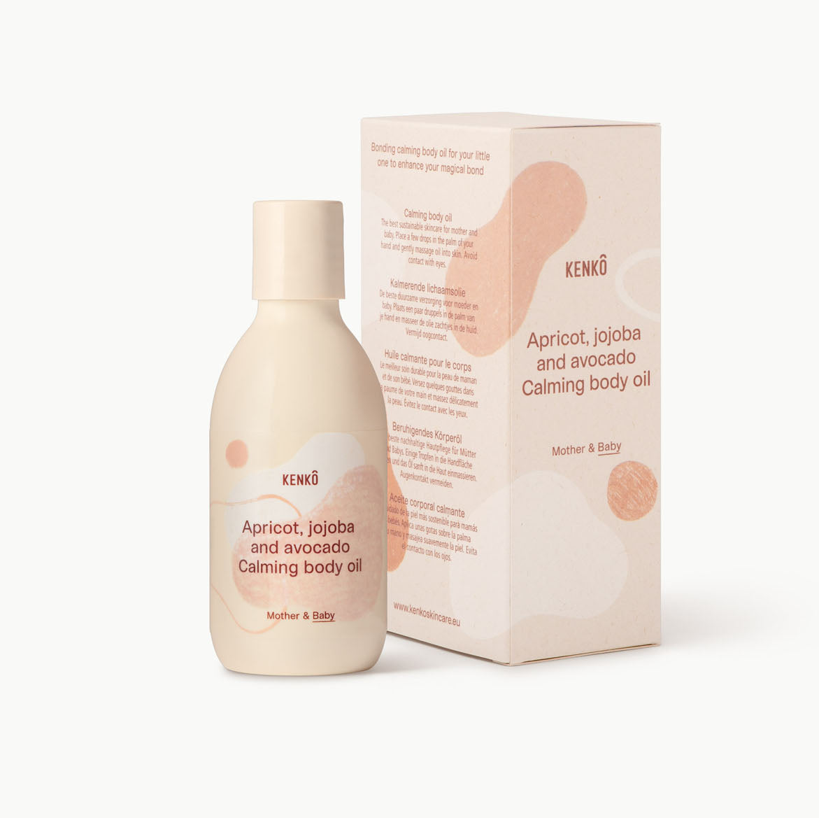 Kenko body oil bottle with nourishing natural ingredients for mother and baby