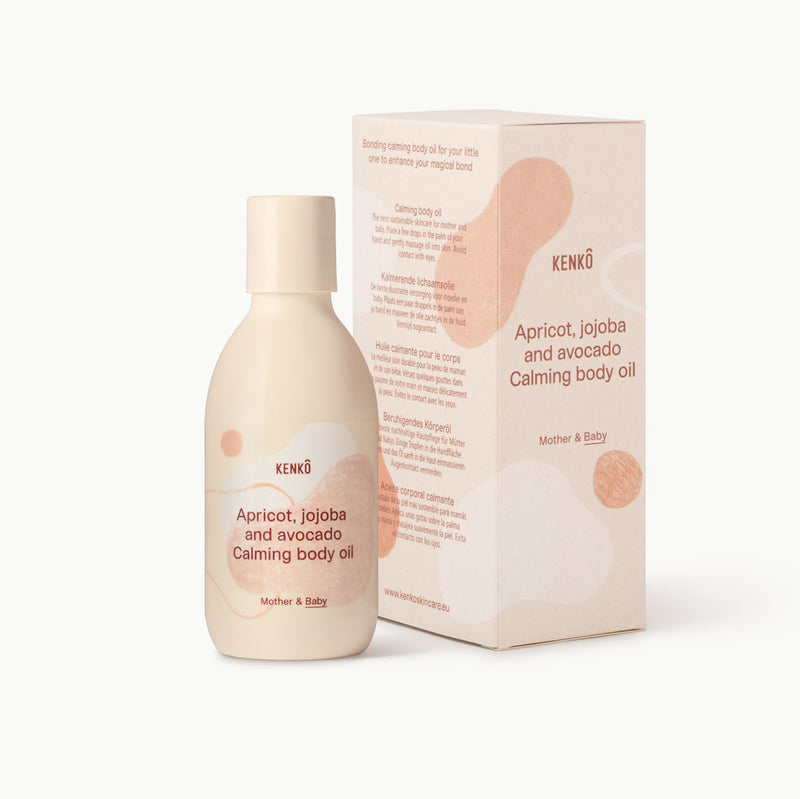 Kenko body oil bottle with nourishing natural ingredients for mother and baby
