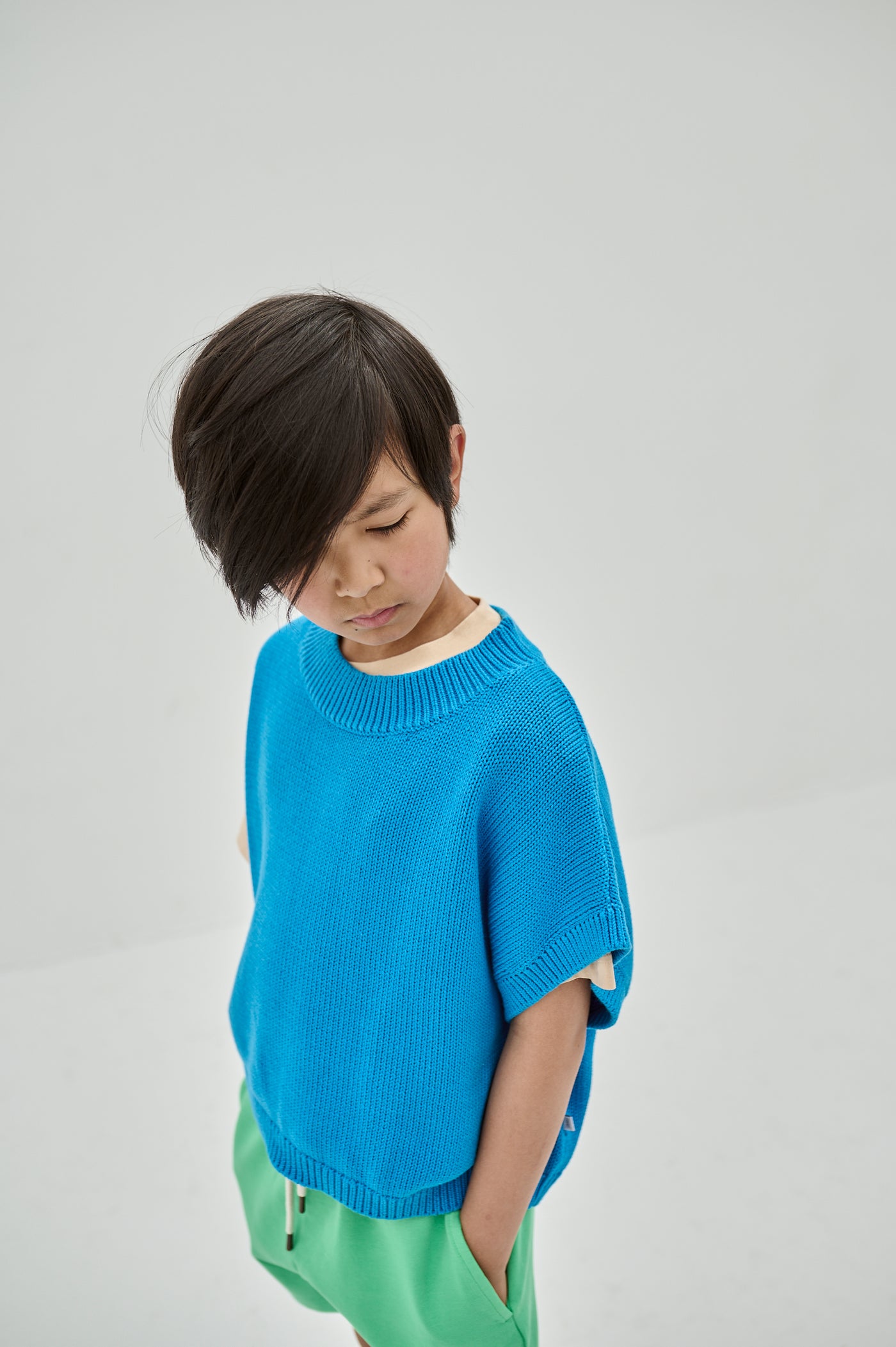 knitted boxy top - bright blue
