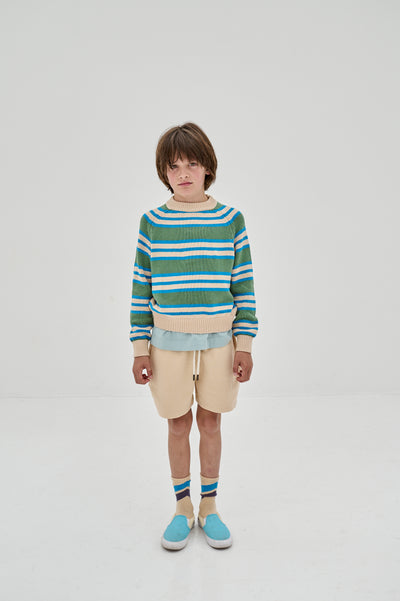knit raglan sweater - irregular stripe