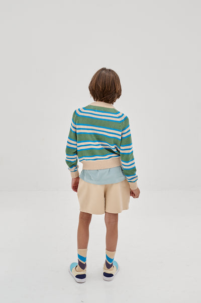 knit raglan sweater - irregular stripe