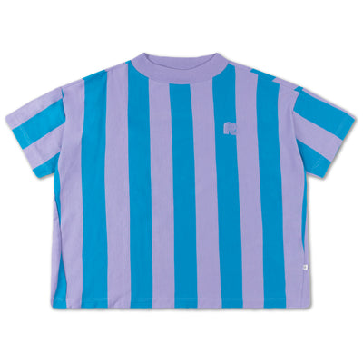 oversized tee - bright blue block stripe