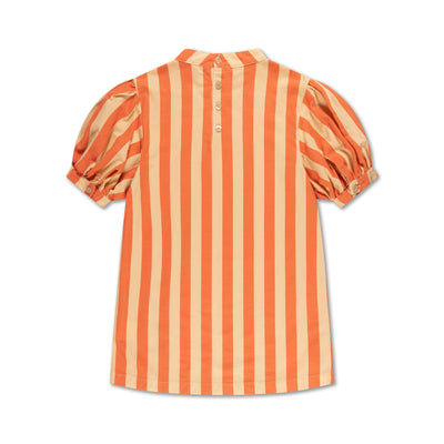 wavy dress - tangerine block stripe