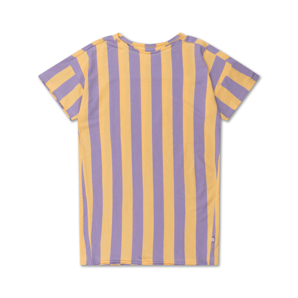 T-Shirt-Kleid mit fliederfarbenen Sonnenstreifen
