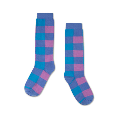 knee socks purple bb check