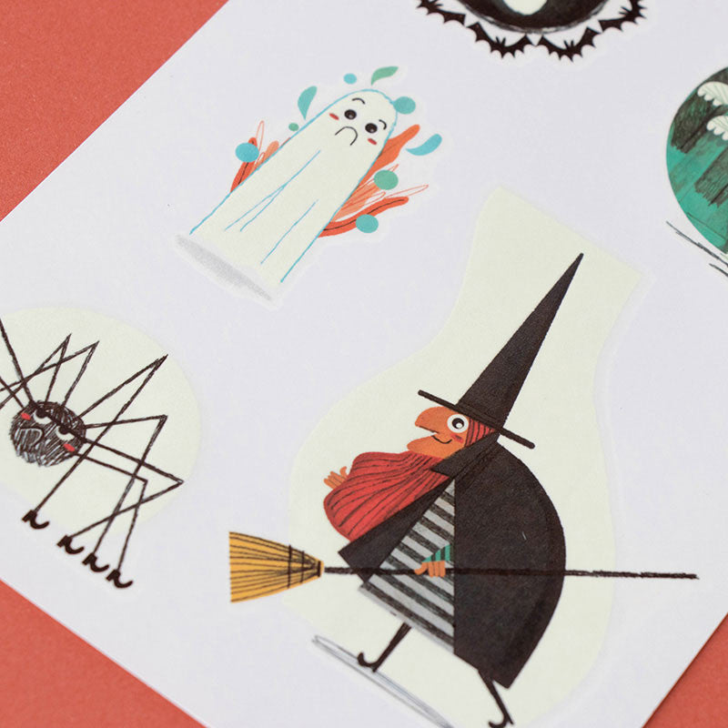 Set of ten spooky Halloween-themed temporary tattoos with vampires, ghosts, and zombies for kids and adults – safe, non-toxic, and easy to apply