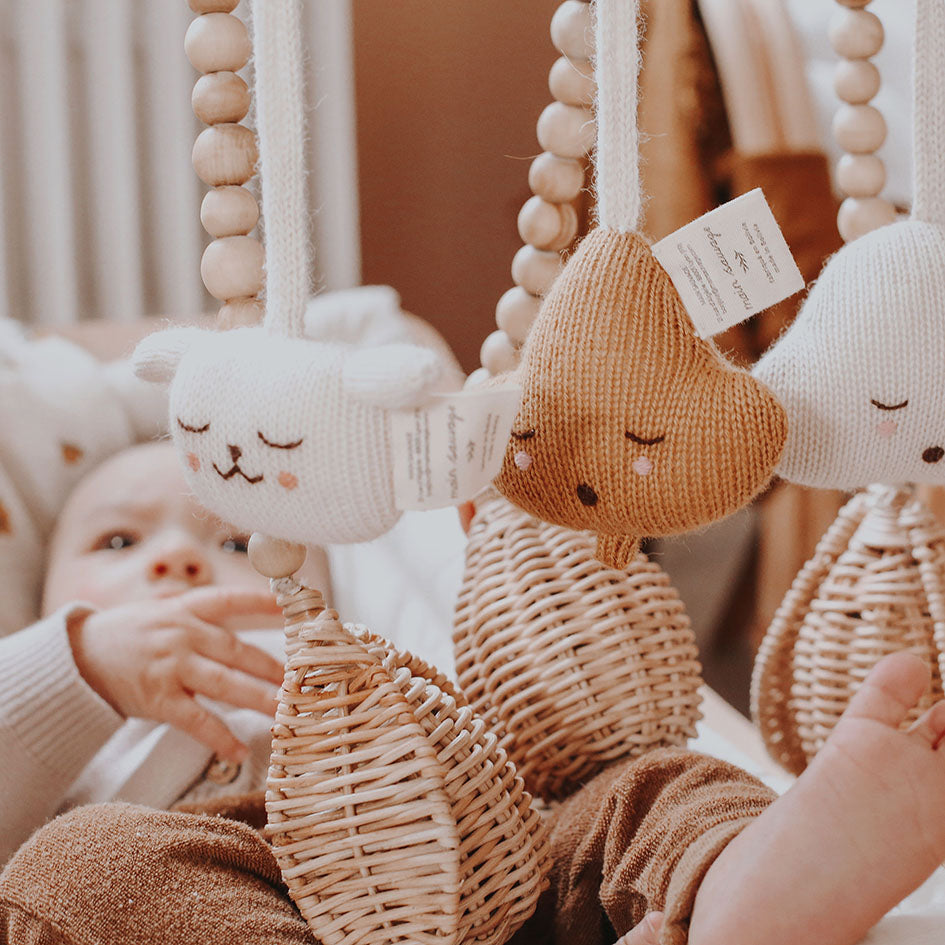 Main Sauvage hanging rattle - teddy