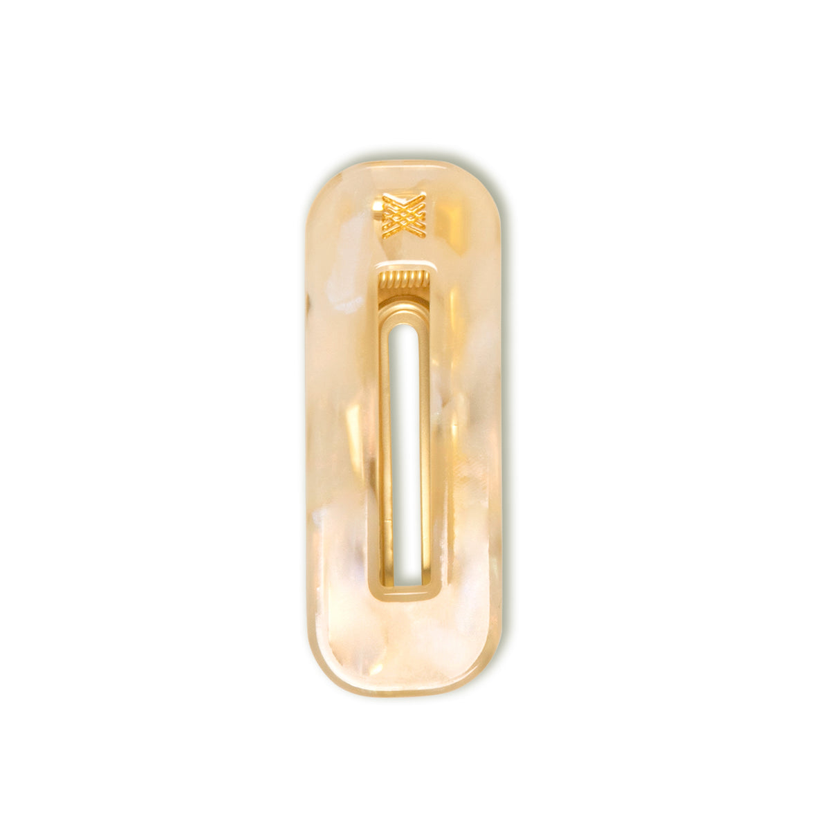 Squared hair clip white golden